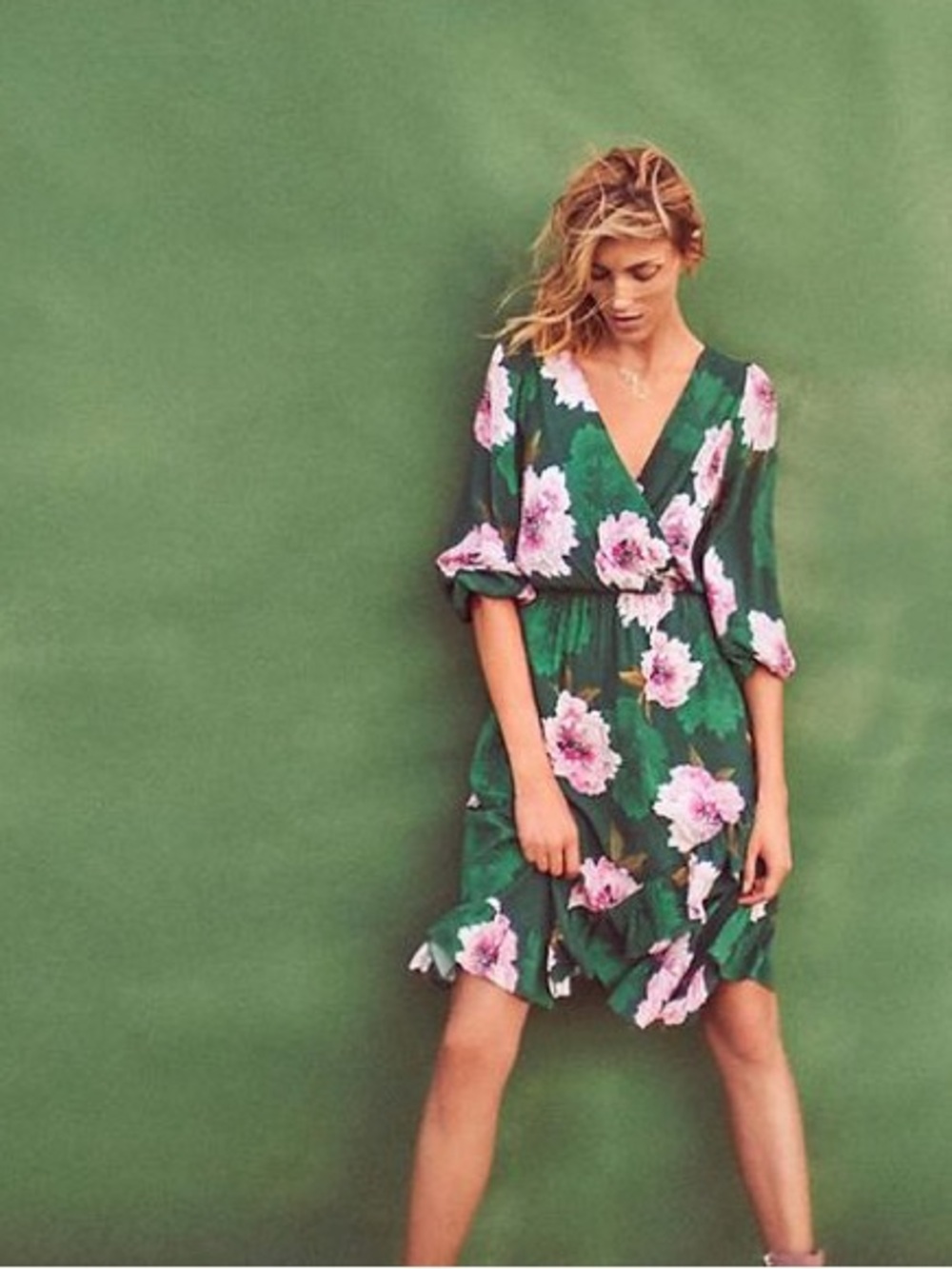Anthropologie x Plenty By Tracy Reese Green Floral Aleah Midi Dress